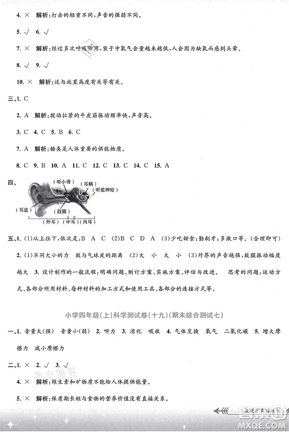 浙江工商大學(xué)出版社2021孟建平系列叢書小學(xué)單元測(cè)試四年級(jí)科學(xué)上冊(cè)J教科版答案