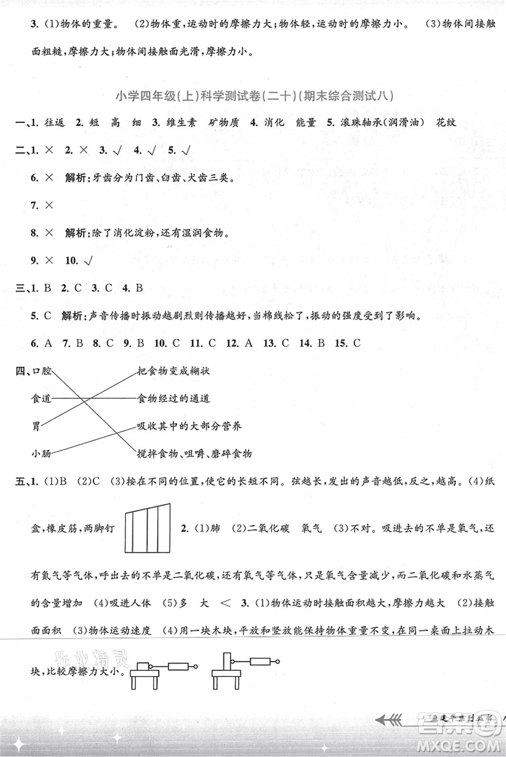 浙江工商大學(xué)出版社2021孟建平系列叢書小學(xué)單元測(cè)試四年級(jí)科學(xué)上冊(cè)J教科版答案