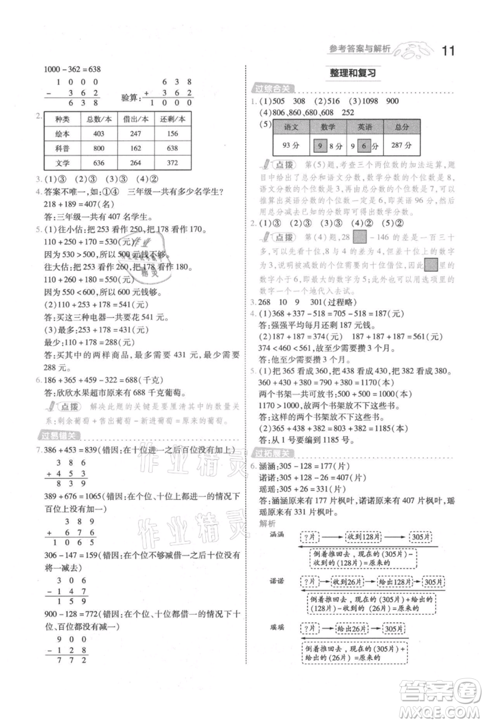 南京師范大學(xué)出版社2021一遍過三年級(jí)上冊(cè)數(shù)學(xué)人教版參考答案