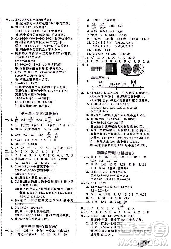 西安出版社2021秋季53全優(yōu)卷小學(xué)數(shù)學(xué)五年級(jí)上冊(cè)SJ蘇教版答案