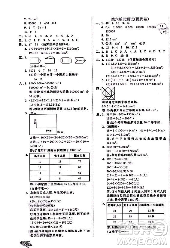 西安出版社2021秋季53全優(yōu)卷小學(xué)數(shù)學(xué)五年級(jí)上冊(cè)BSD北師大版答案