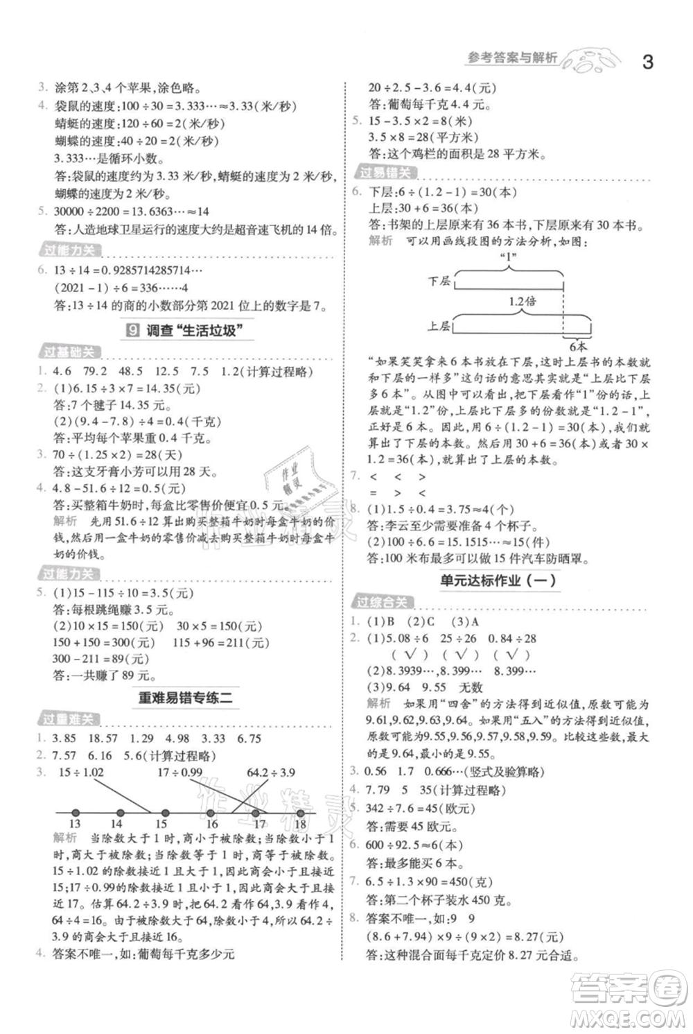 南京師范大學(xué)出版社2021一遍過五年級上冊數(shù)學(xué)北師大版參考答案