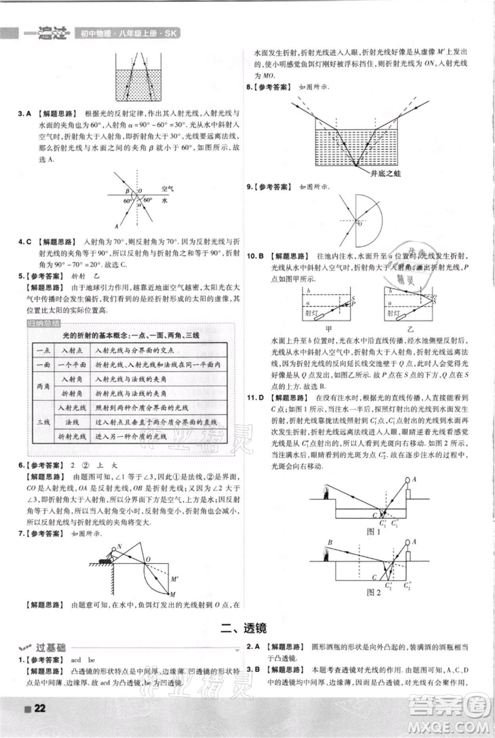 南京師范大學出版社2021一遍過八年級上冊物理蘇科版參考答案