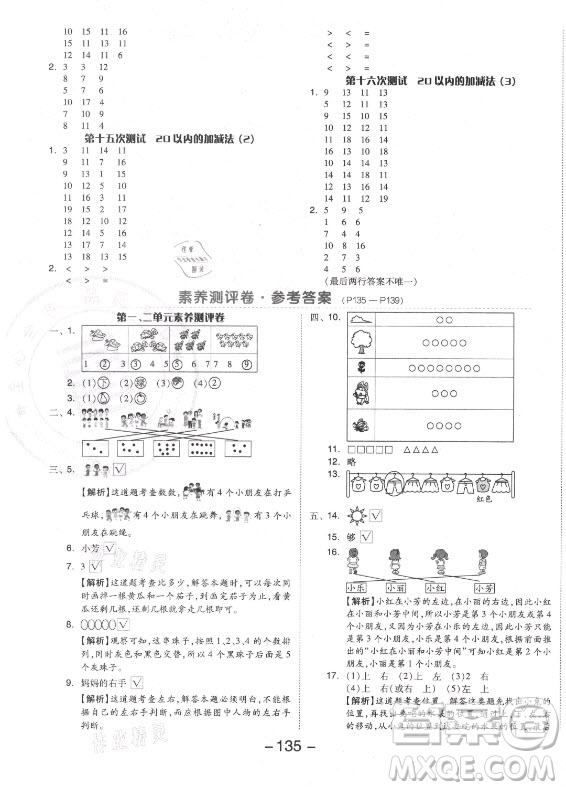 開明出版社2021全品學(xué)練考數(shù)學(xué)一年級(jí)上冊(cè)RJ人教版答案