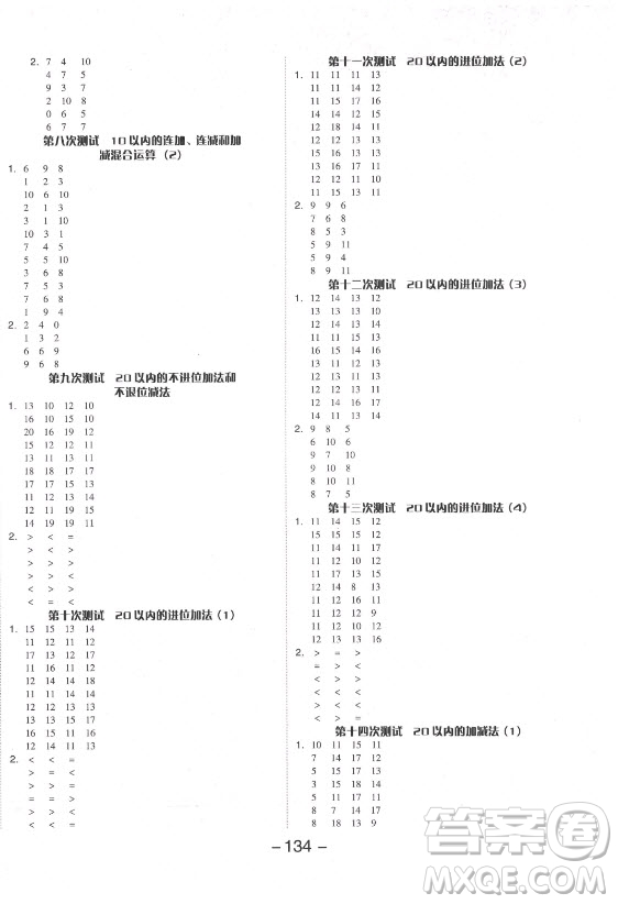 開明出版社2021全品學(xué)練考數(shù)學(xué)一年級(jí)上冊(cè)RJ人教版答案