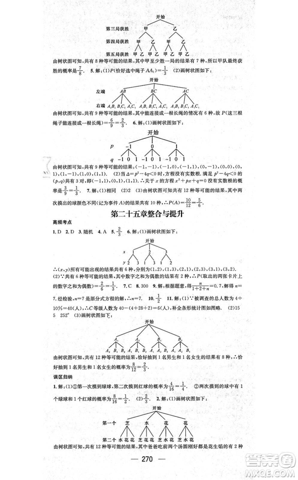 廣東經(jīng)濟出版社2021名師測控九年級數(shù)學(xué)全一冊人教版云南專版答案