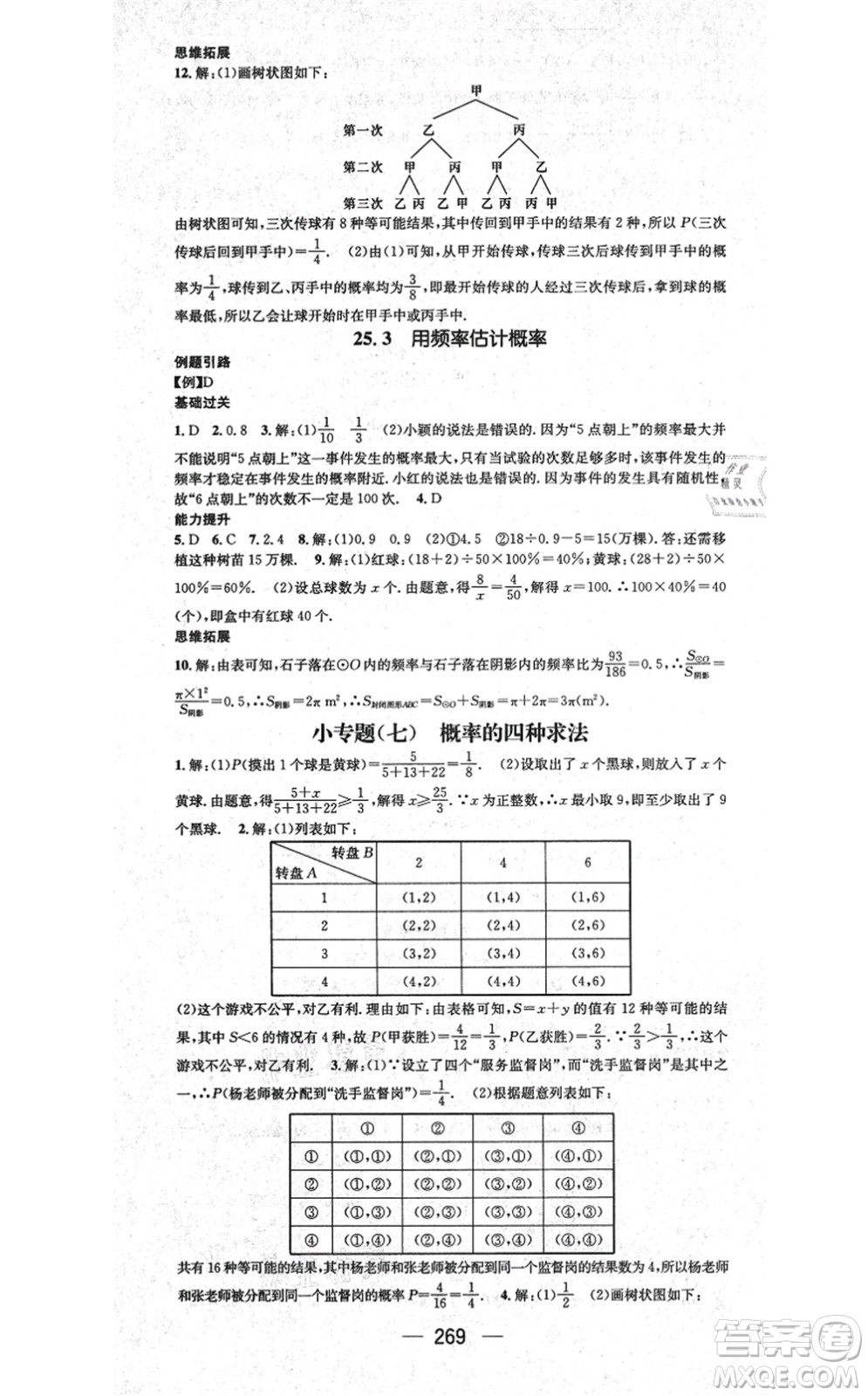 廣東經(jīng)濟出版社2021名師測控九年級數(shù)學(xué)全一冊人教版云南專版答案