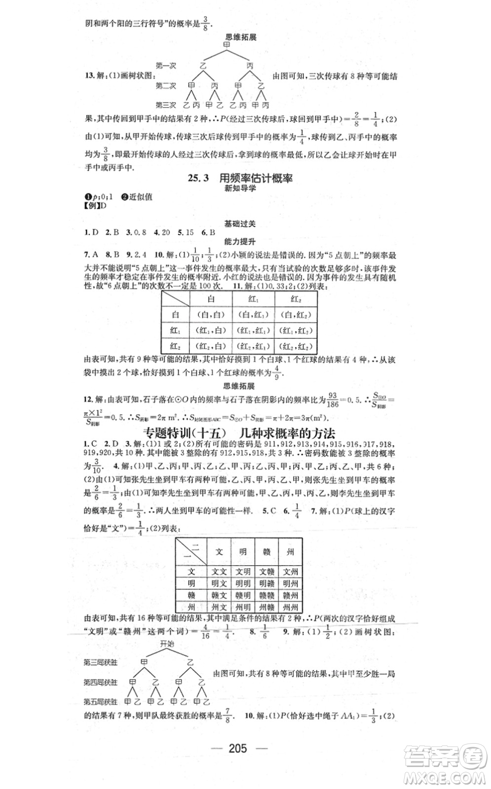 江西教育出版社2021名師測控九年級數(shù)學上冊RJ人教版江西專版答案