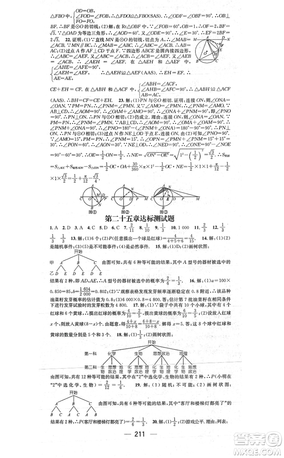 江西教育出版社2021名師測控九年級數(shù)學上冊RJ人教版江西專版答案