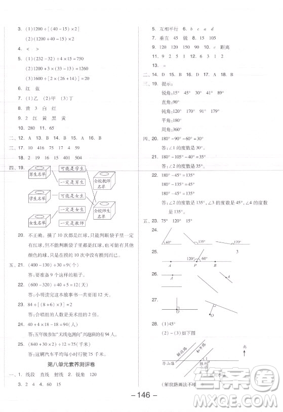 開明出版社2021全品學(xué)練考數(shù)學(xué)四年級(jí)上冊(cè)SJ蘇教版答案