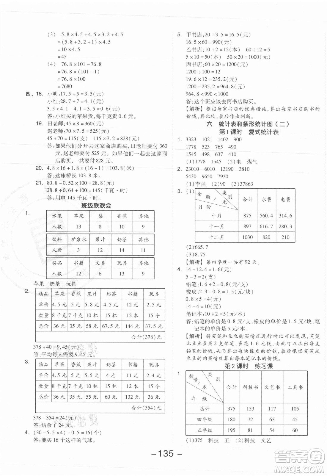 開(kāi)明出版社2021全品學(xué)練考數(shù)學(xué)五年級(jí)上冊(cè)SJ蘇教版答案