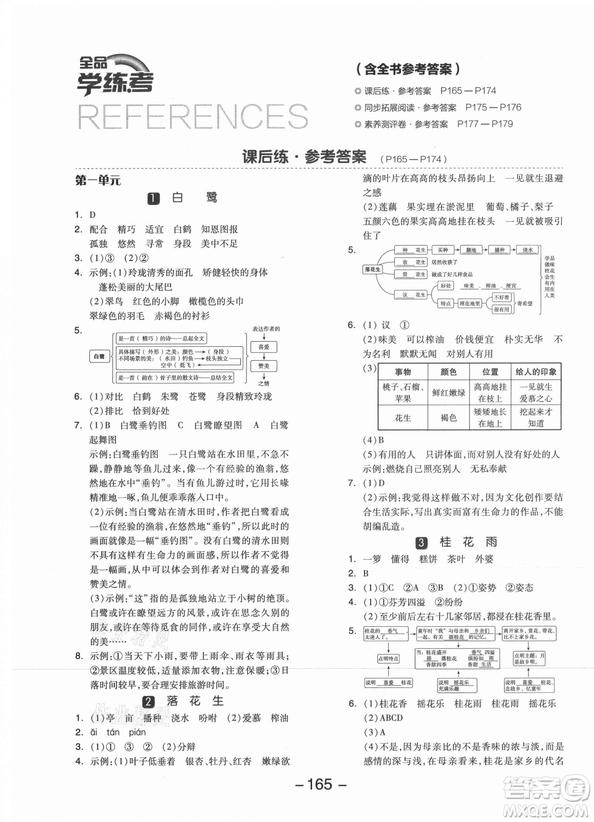 開明出版社2021全品學(xué)練考語文五年級上冊RJ人教版江蘇專版答案