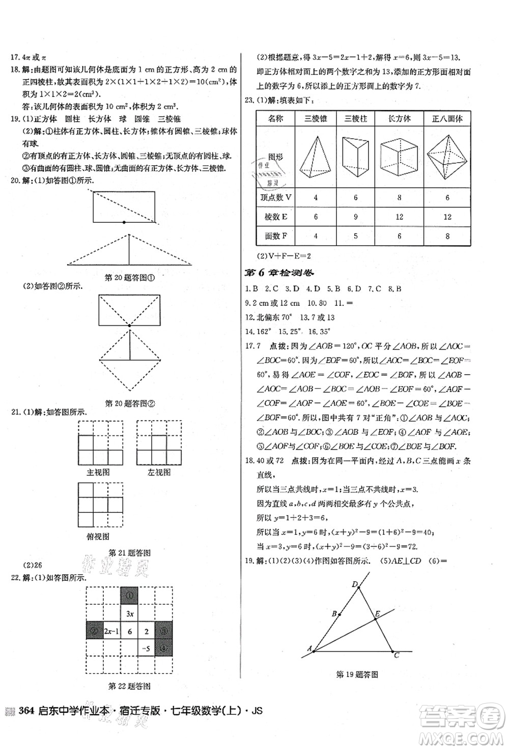 龍門(mén)書(shū)局2021啟東中學(xué)作業(yè)本七年級(jí)數(shù)學(xué)上冊(cè)JS江蘇版宿遷專(zhuān)版答案