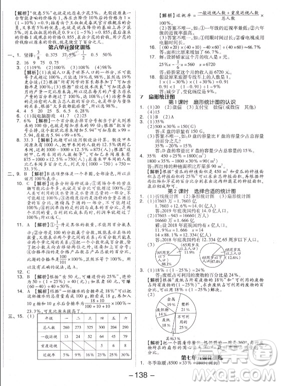 開明出版社2021全品學(xué)練考數(shù)學(xué)六年級(jí)上冊(cè)RJ人教版答案