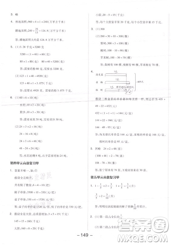 開(kāi)明出版社2021全品學(xué)練考數(shù)學(xué)六年級(jí)上冊(cè)SJ蘇教版答案