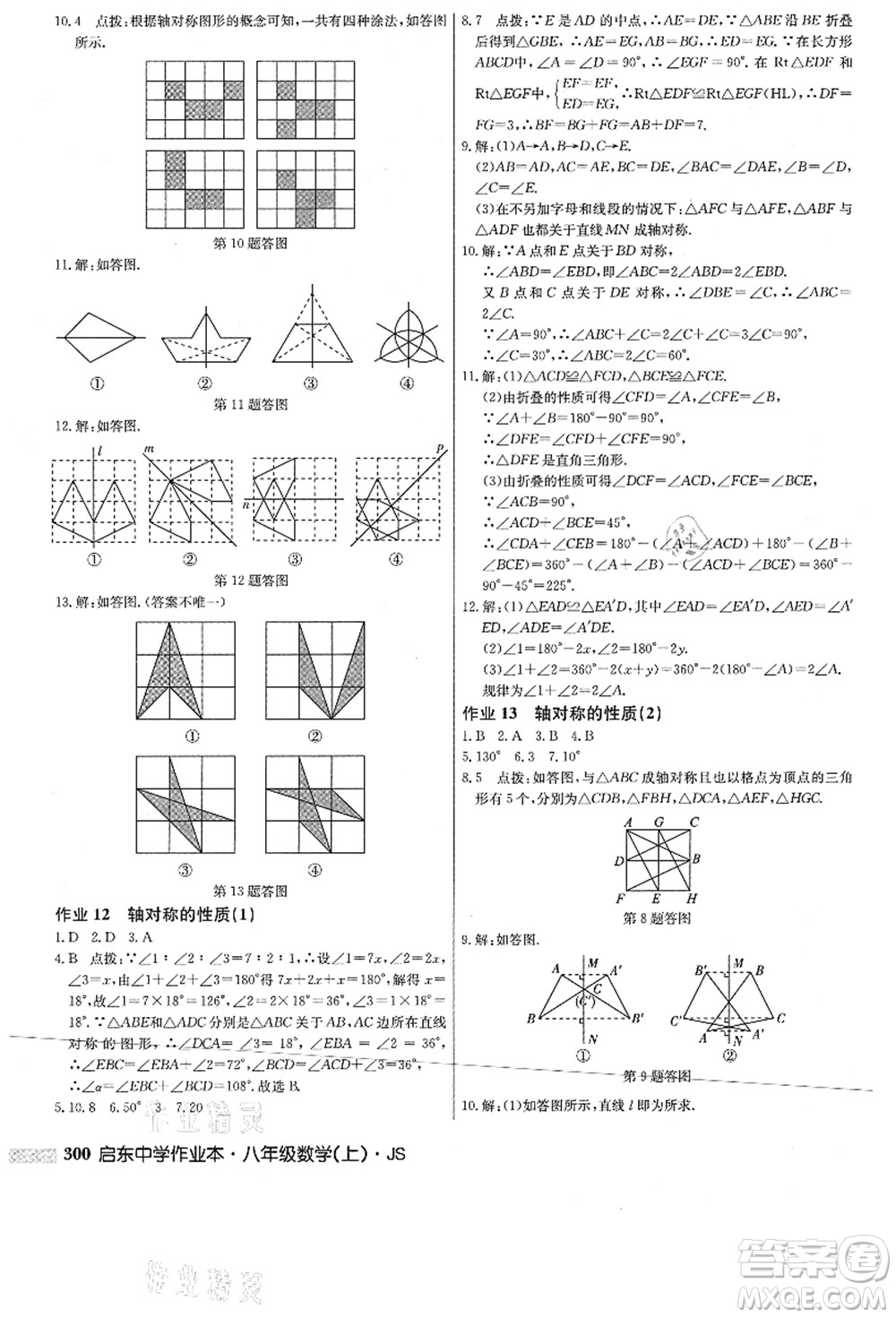 龍門書局2021啟東中學(xué)作業(yè)本八年級(jí)數(shù)學(xué)上冊(cè)JS江蘇版答案