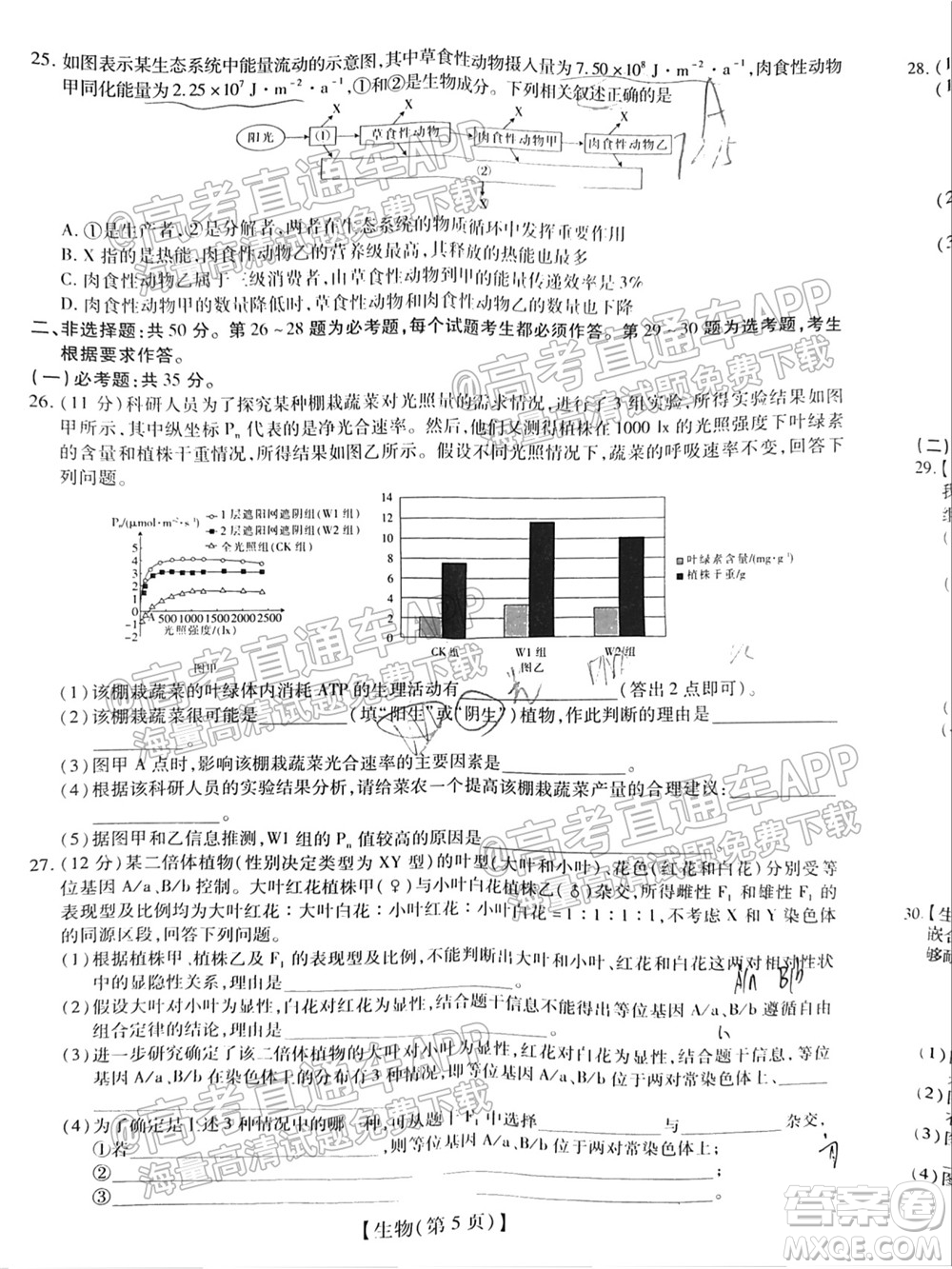 智慧上進(jìn)2021-2022學(xué)年新高三入學(xué)摸底考試生物試題及參考答案