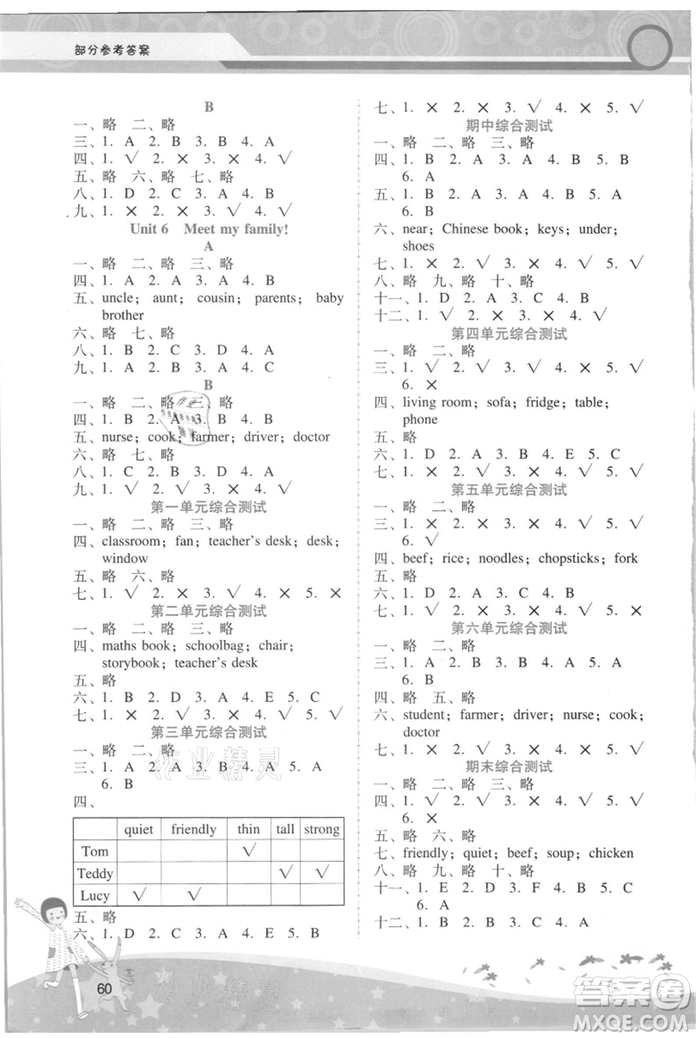 廣西師范大學(xué)出版社2021新課程學(xué)習(xí)輔導(dǎo)四年級(jí)上冊英語人教版參考答案