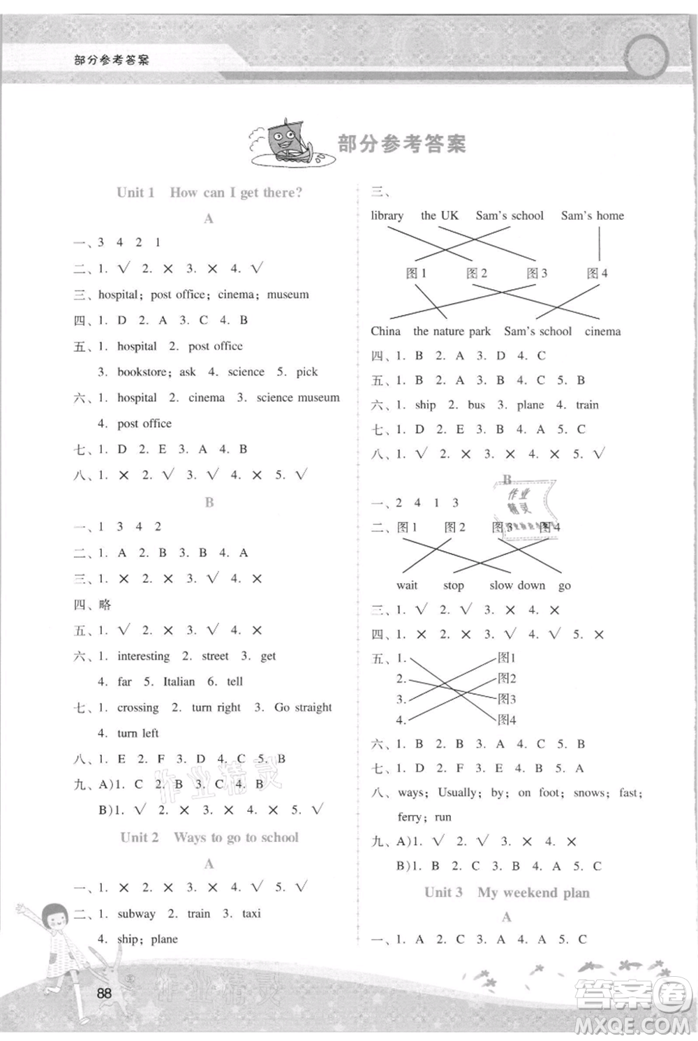 廣西師范大學(xué)出版社2021新課程學(xué)習(xí)輔導(dǎo)六年級(jí)上冊(cè)英語(yǔ)人教版參考答案