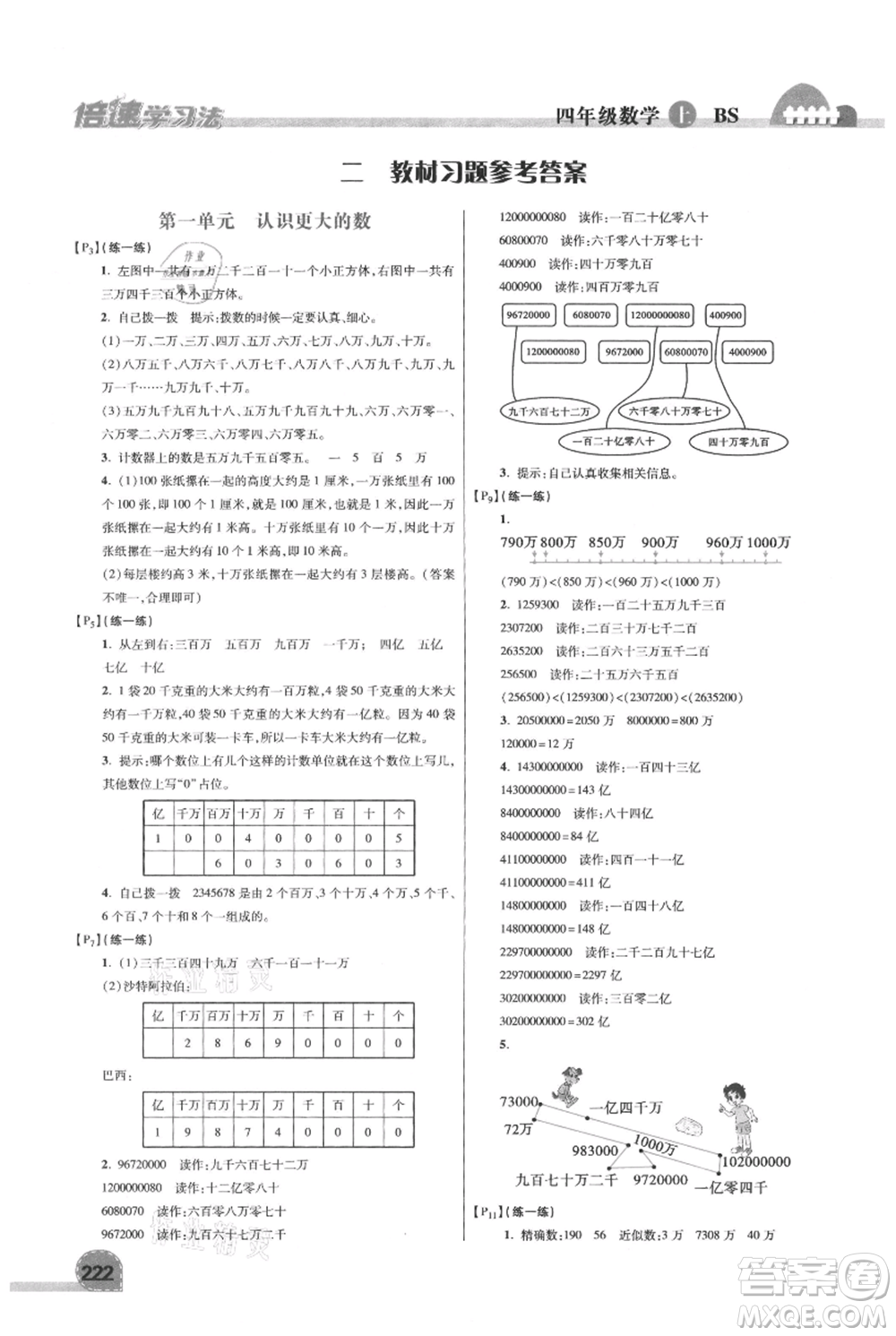 開(kāi)明出版社2021倍速學(xué)習(xí)法四年級(jí)上冊(cè)數(shù)學(xué)北師大版參考答案