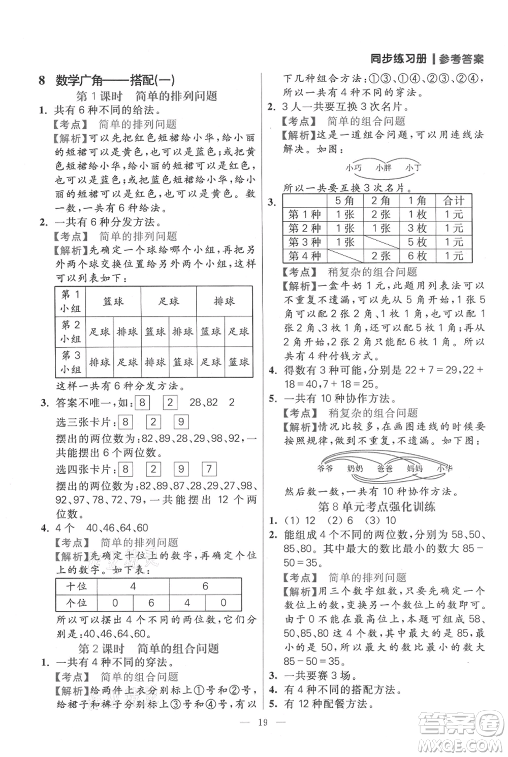 遠方出版社2021年100分闖關(guān)同步練習冊二年級上冊數(shù)學人教版參考答案