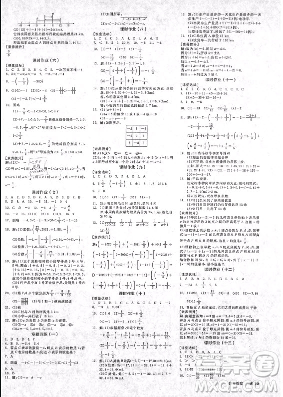 陽光出版社2021全品學(xué)練考數(shù)學(xué)七年級上冊RJ人教版答案