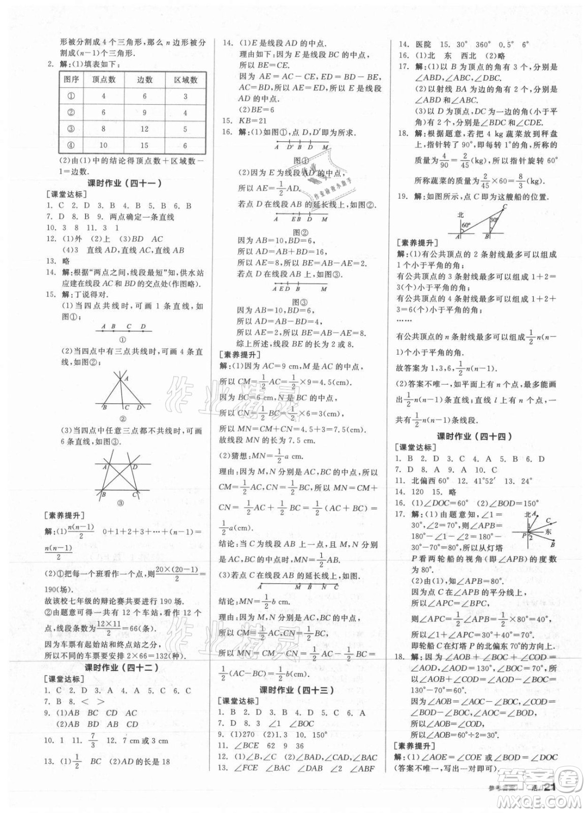 陽(yáng)光出版社2021全品學(xué)練考數(shù)學(xué)七年級(jí)上冊(cè)HS華師大版答案