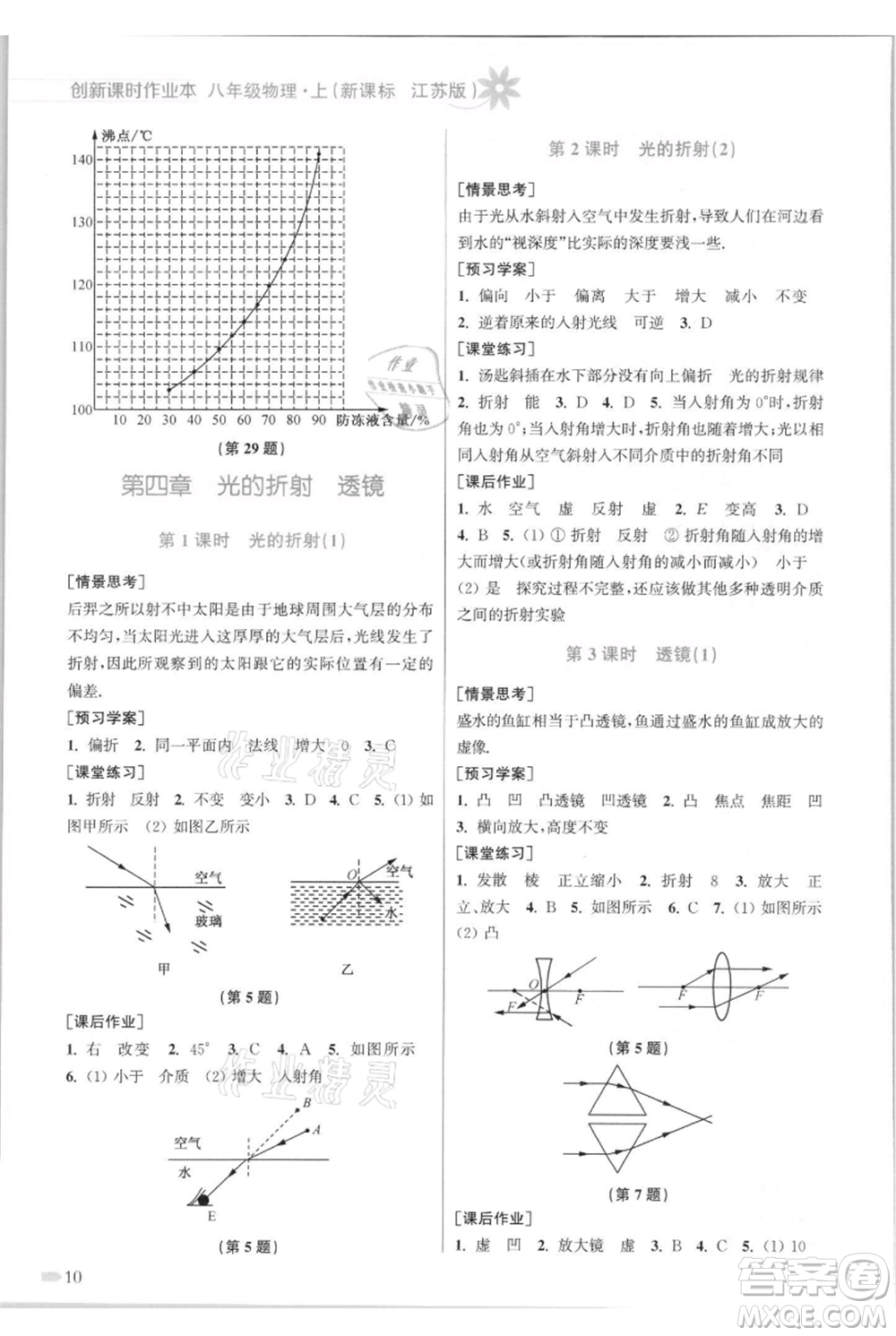 江蘇鳳凰美術(shù)出版社2021創(chuàng)新課時(shí)作業(yè)本八年級(jí)上冊(cè)物理江蘇版參考答案