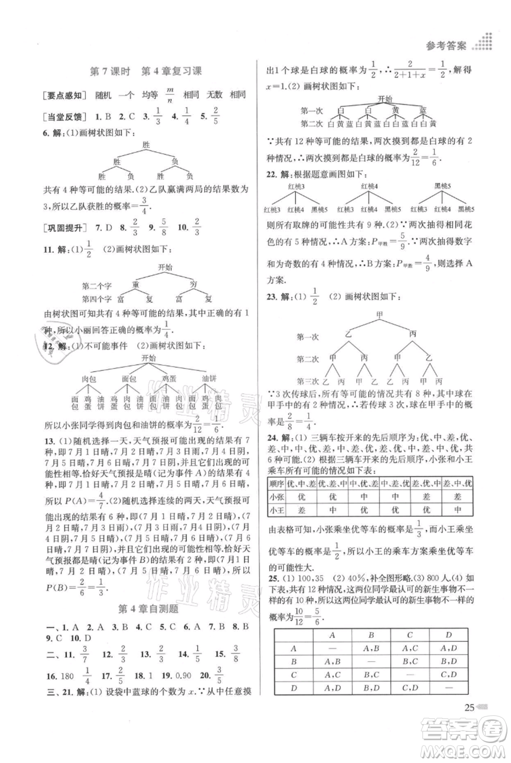 江蘇鳳凰美術(shù)出版社2021創(chuàng)新課時(shí)作業(yè)本九年級(jí)上冊(cè)數(shù)學(xué)江蘇版參考答案