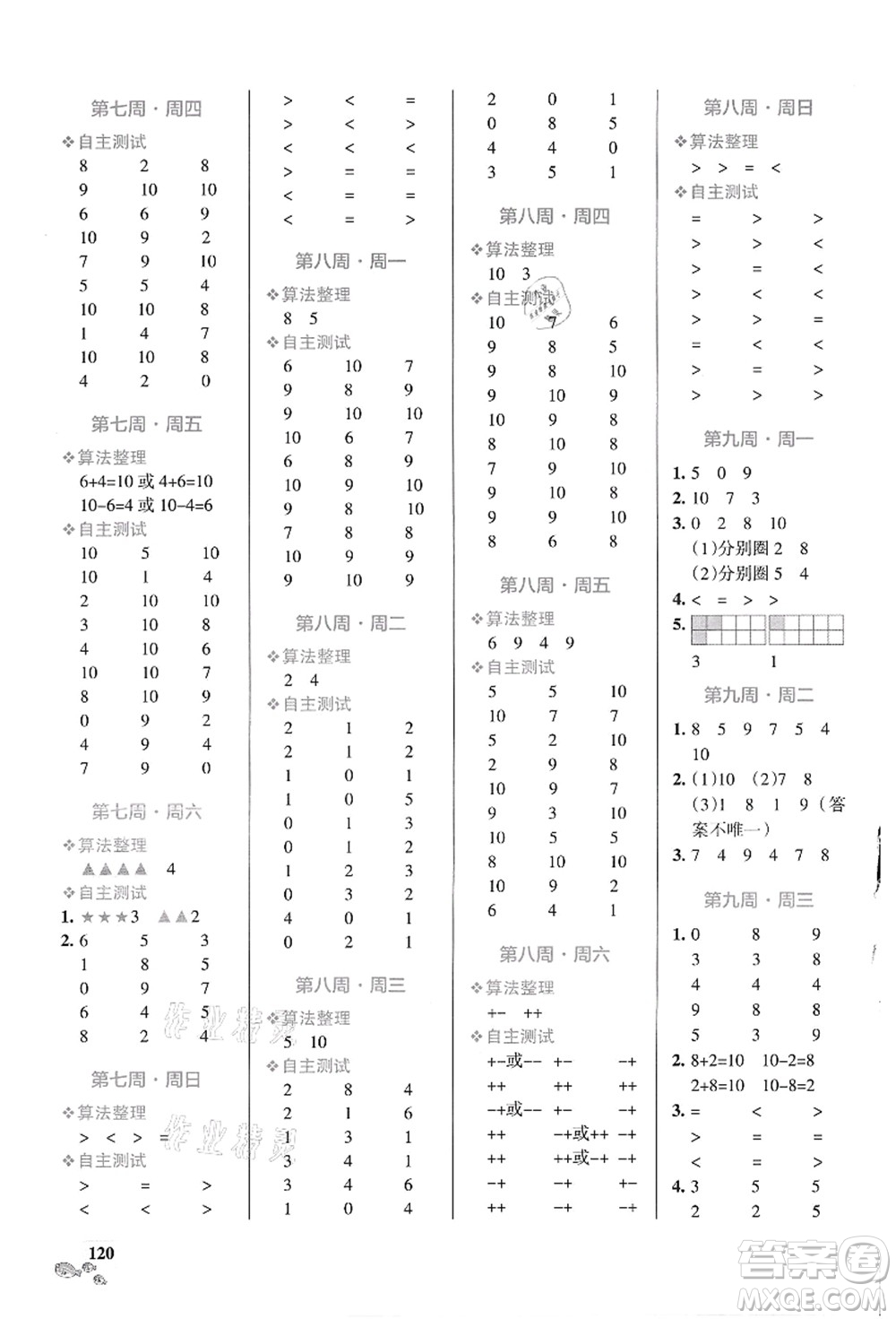 遼寧教育出版社2021小學(xué)學(xué)霸天天計(jì)算一年級(jí)數(shù)學(xué)上冊(cè)BS北師版答案