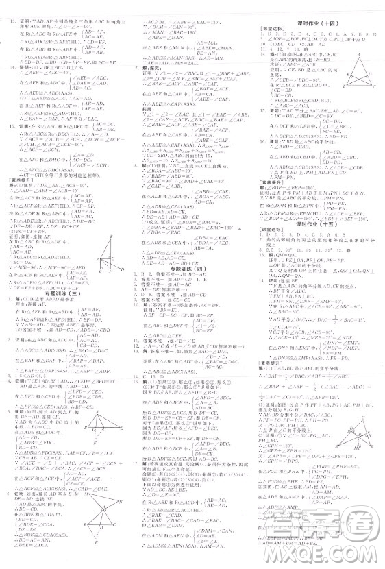 陽光出版社2021全品學(xué)練考數(shù)學(xué)八年級(jí)上冊(cè)RJ人教版答案