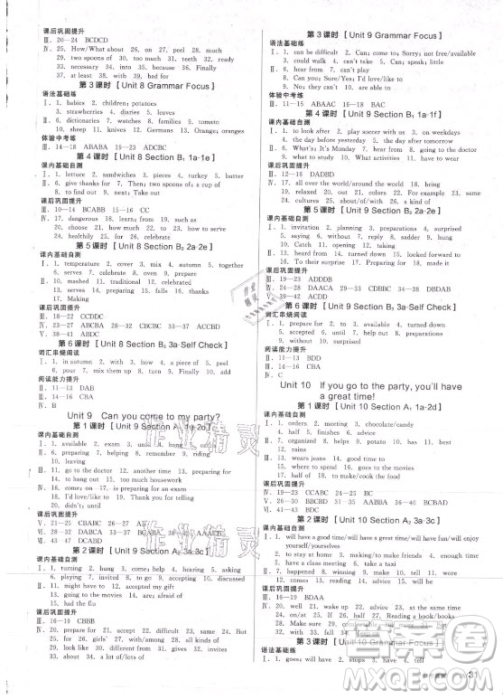 河北科學(xué)技術(shù)出版社2021全品學(xué)練考英語(yǔ)八年級(jí)上冊(cè)RJ人教版包頭專(zhuān)版答案