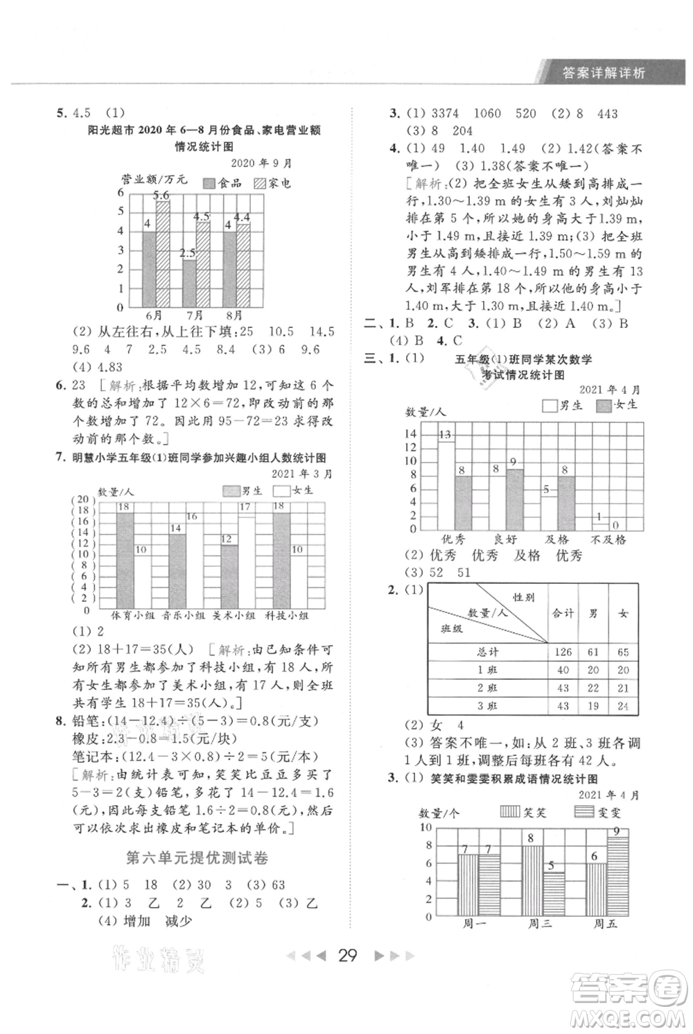 北京教育出版社2021秋季亮點給力提優(yōu)課時作業(yè)本五年級上冊數(shù)學江蘇版參考答案