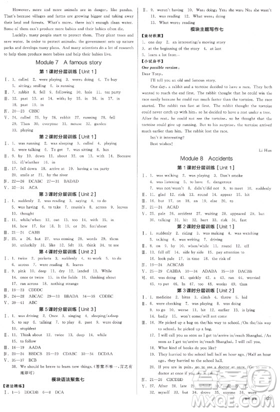 河北科學技術(shù)出版社2021全品學練考英語八年級上冊WY外研版浙江專版答案