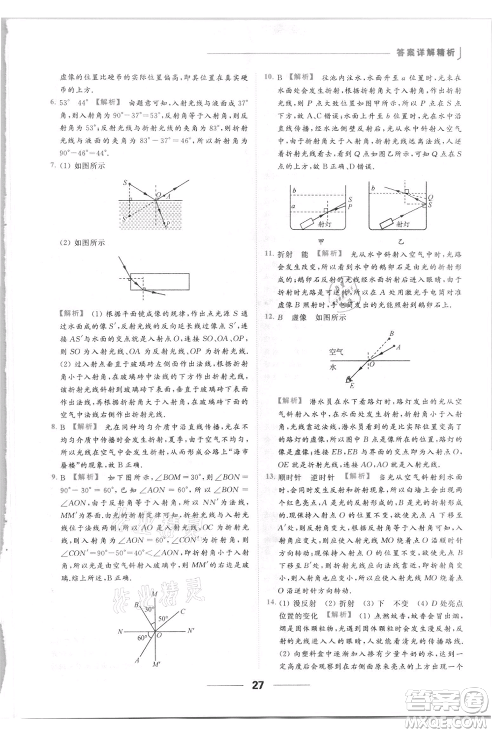 云南美術出版社2021秋季亮點給力提優(yōu)課時作業(yè)本八年級上冊物理通用版參考答案