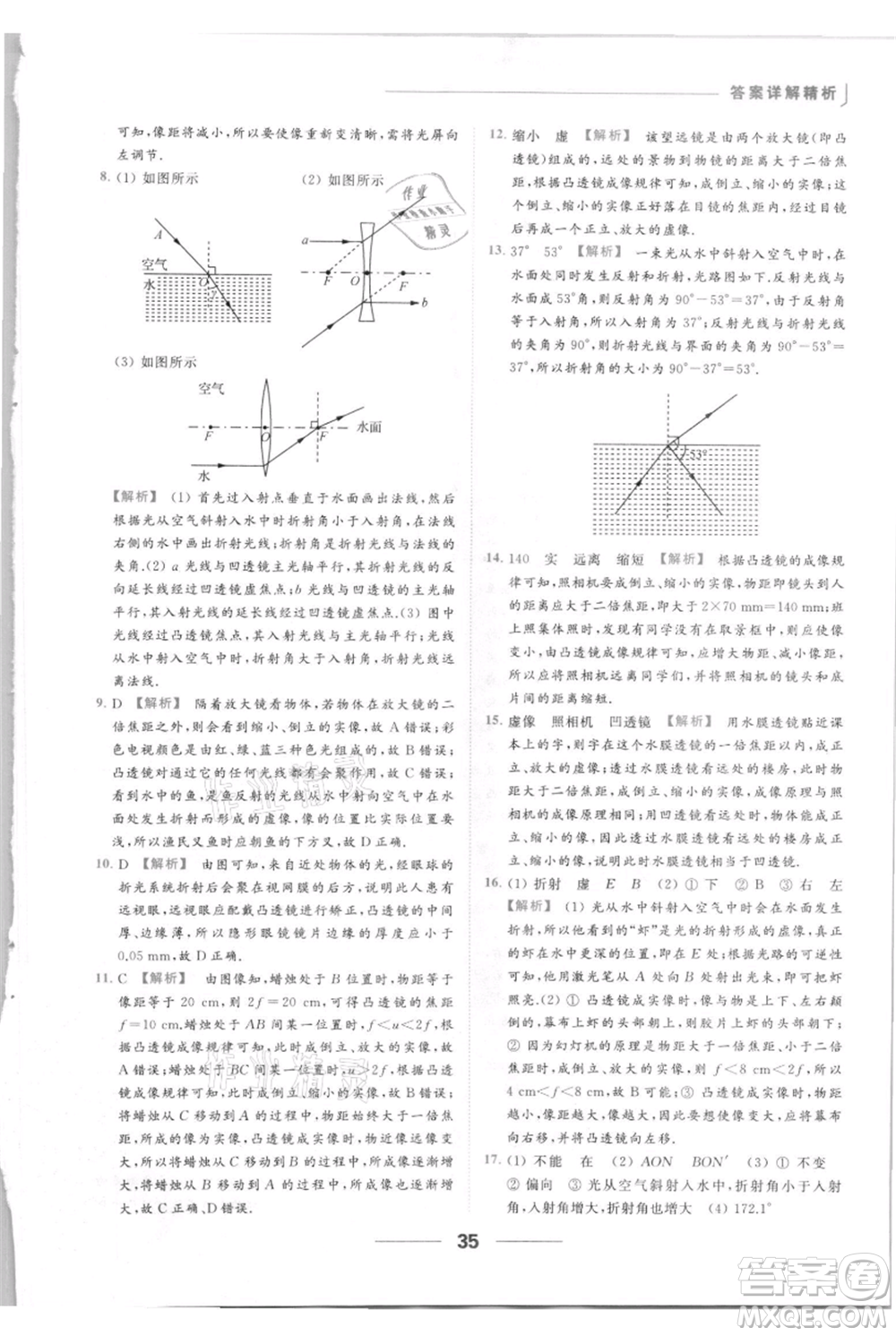 云南美術出版社2021秋季亮點給力提優(yōu)課時作業(yè)本八年級上冊物理通用版參考答案