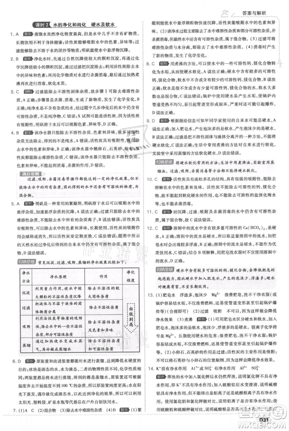 開明出版社2021少年班初中化學九年級上冊科粵版參考答案