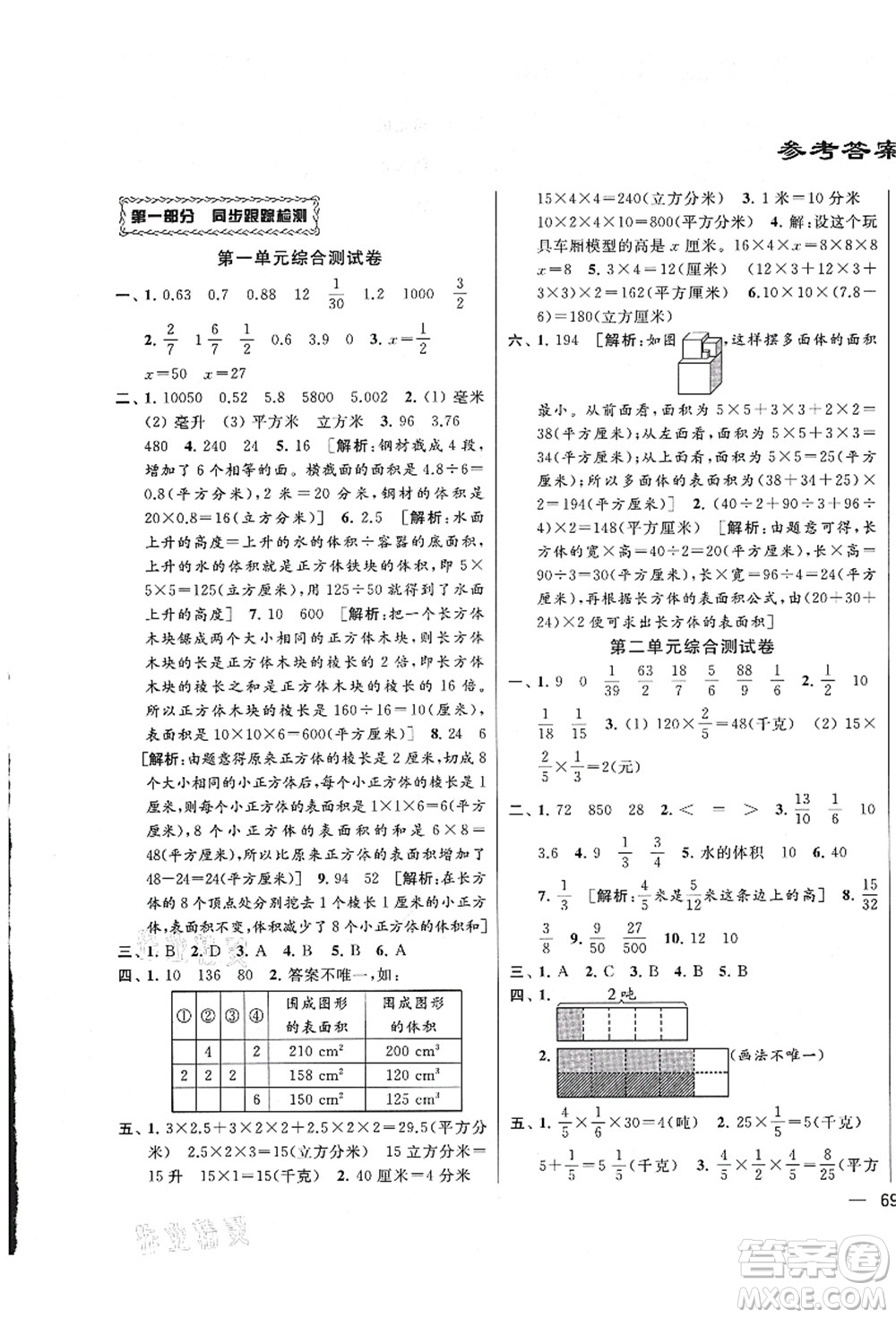 云南美術出版社2021同步跟蹤全程檢測及各地期末試卷精選六年級數(shù)學上冊蘇教版答案