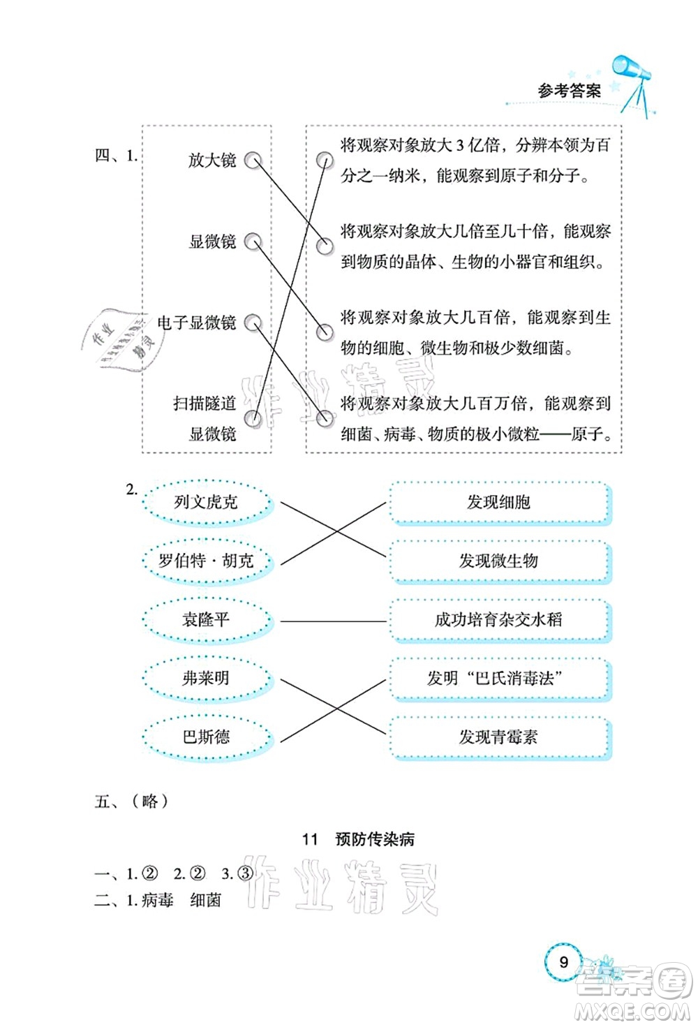 湖北教育出版社2021長江作業(yè)本課堂作業(yè)五年級科學(xué)上冊人教鄂教版答案