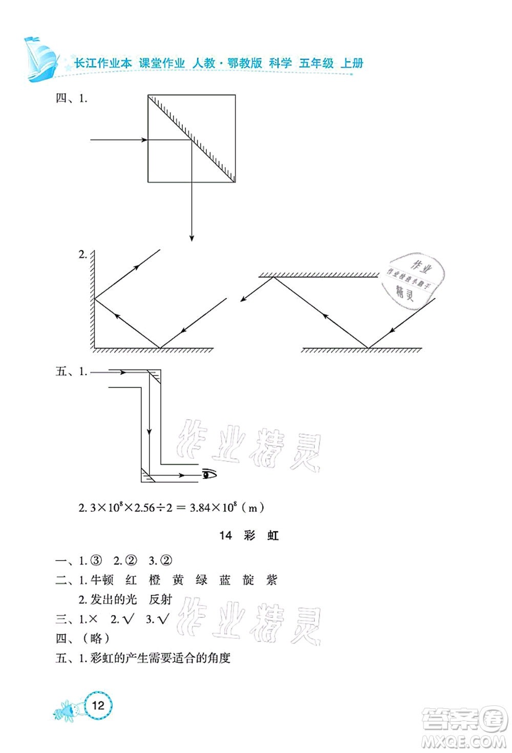 湖北教育出版社2021長江作業(yè)本課堂作業(yè)五年級科學(xué)上冊人教鄂教版答案