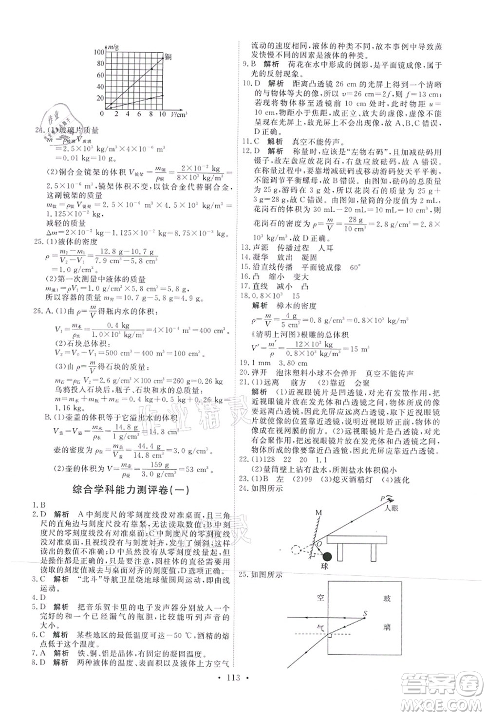 人民教育出版社2021能力培養(yǎng)與測試八年級物理上冊人教版答案