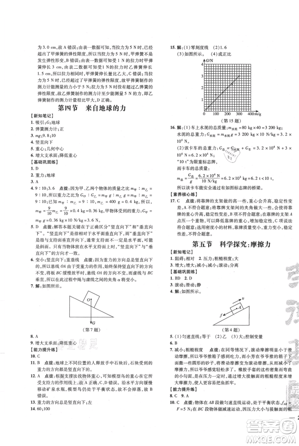 吉林教育出版社2021點撥訓練課時作業(yè)本八年級上冊物理滬科版參考答案