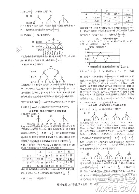 新世紀(jì)出版社2021課時(shí)奪冠數(shù)學(xué)九年級上冊R人教版答案