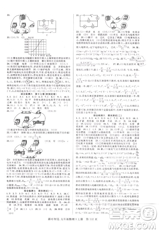 新世紀出版社2021課時奪冠物理九年級上冊R人教版答案