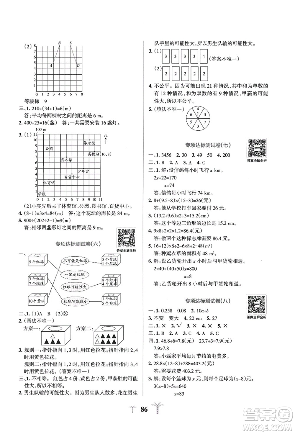 陜西師范大學(xué)出版總社有限公司2021小學(xué)學(xué)霸沖A卷五年級數(shù)學(xué)上冊RJ人教版答案