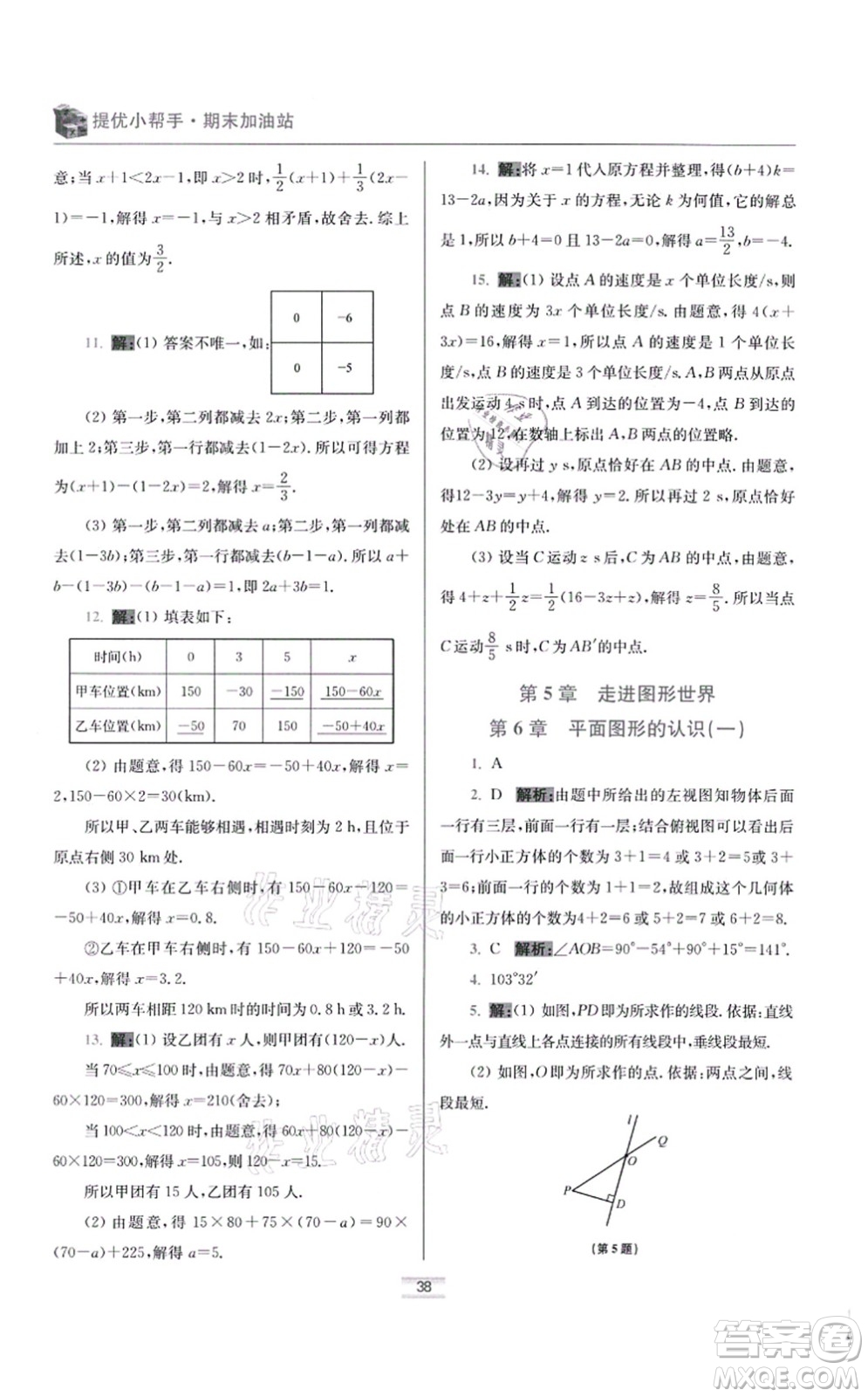 江蘇鳳凰科學技術出版社2021小題狂做提優(yōu)版七年級數(shù)學上冊蘇科版答案