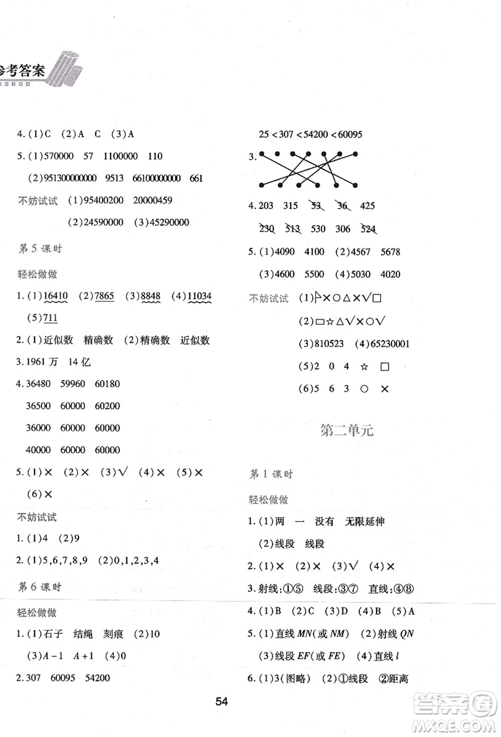 陜西人民教育出版社2021新課程學(xué)習(xí)與評(píng)價(jià)四年級(jí)數(shù)學(xué)上冊(cè)C版北師大版答案