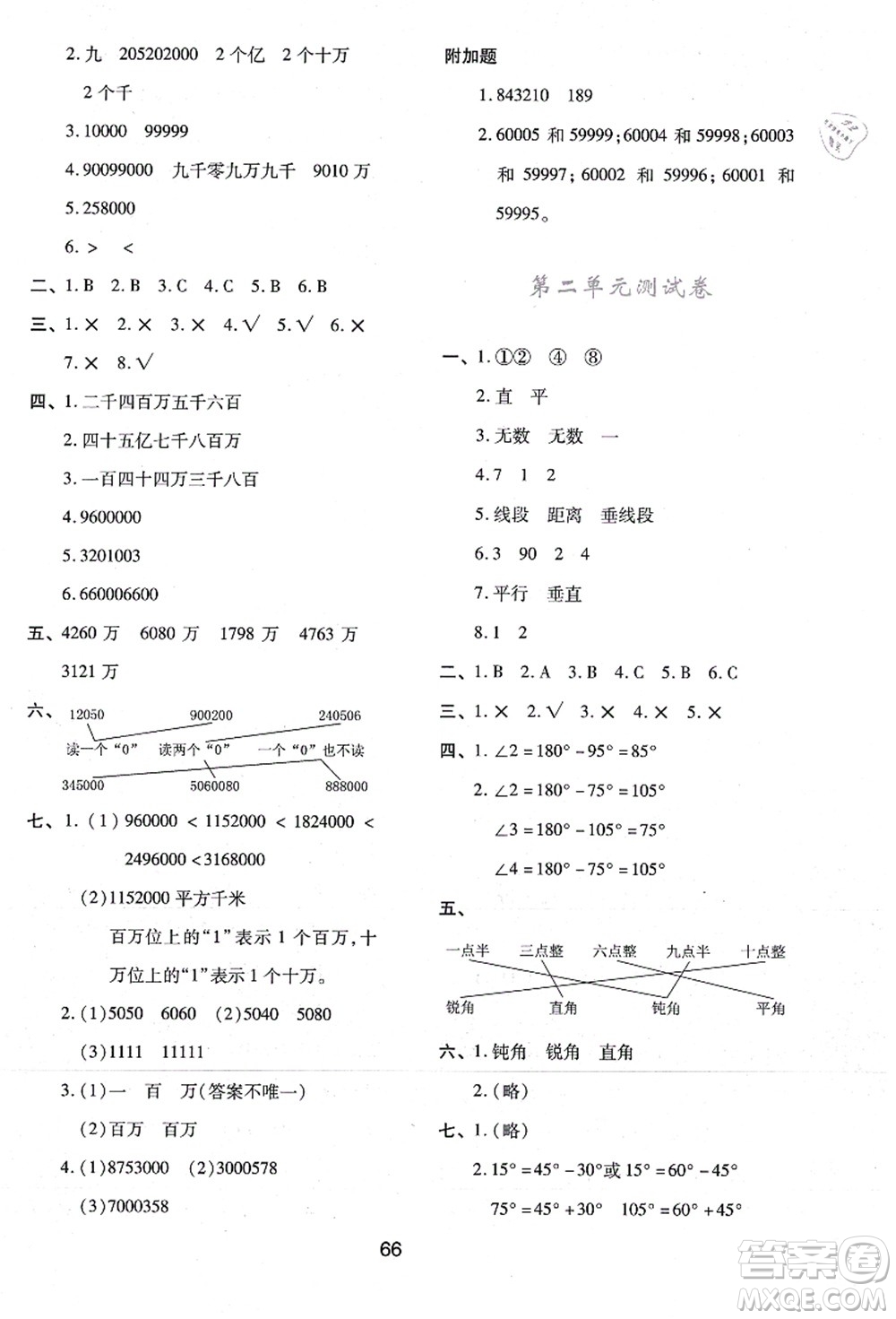 陜西人民教育出版社2021新課程學(xué)習(xí)與評(píng)價(jià)四年級(jí)數(shù)學(xué)上冊(cè)C版北師大版答案