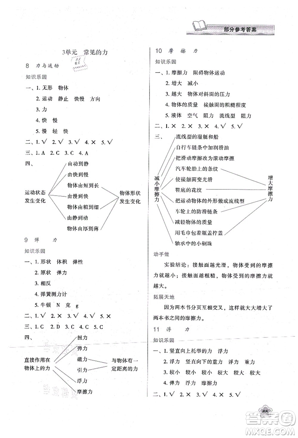 陜西人民教育出版社2021新課程學習與評價四年級科學上冊B版蘇教版答案