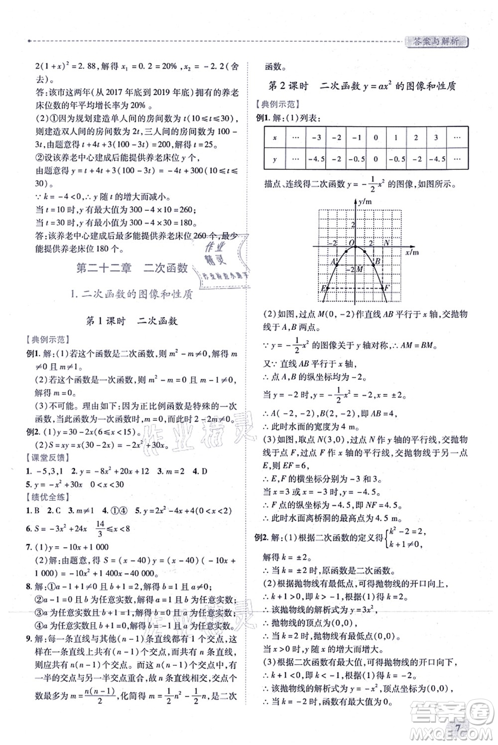 人民教育出版社2021績(jī)優(yōu)學(xué)案九年級(jí)數(shù)學(xué)上冊(cè)人教版答案